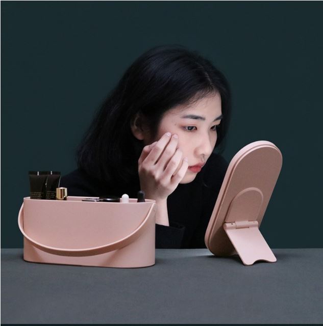 Portable LED Light Storage Box Beauty And Makeup Mirror